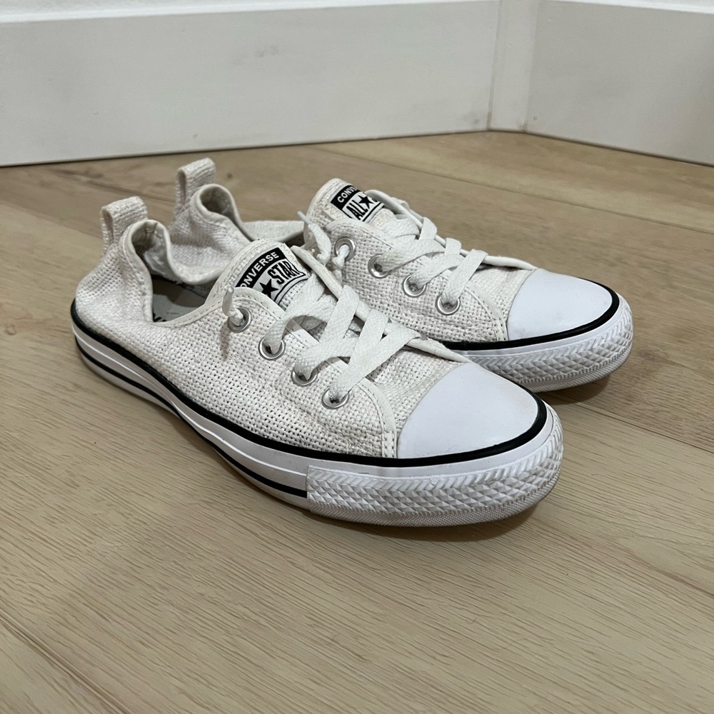 Converse low tops. White burlap texture - Picture 2 of 5